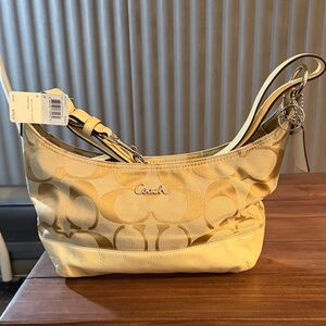Coach Tan and Cream Shoulder Bag